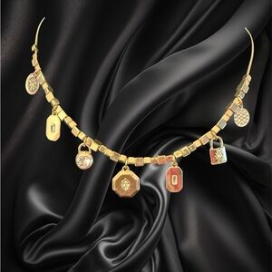 Posh Gold Necklace with Crystal Charms